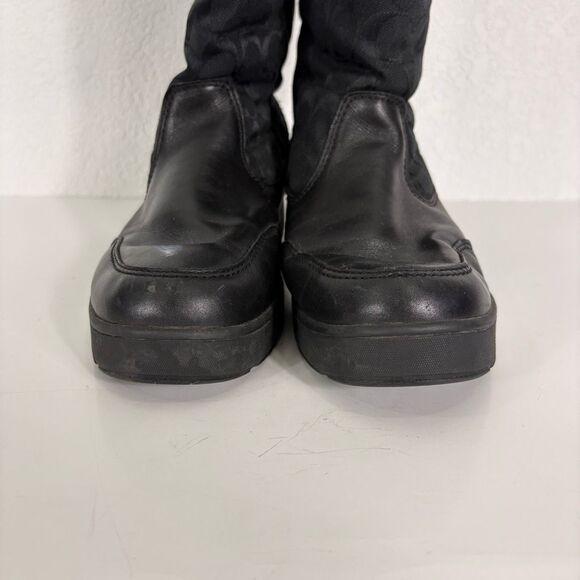 Coach Black Leather Monogram Kayla Signature Logo Tall Winter Boots Size 9.5 - Picture 6 of 14